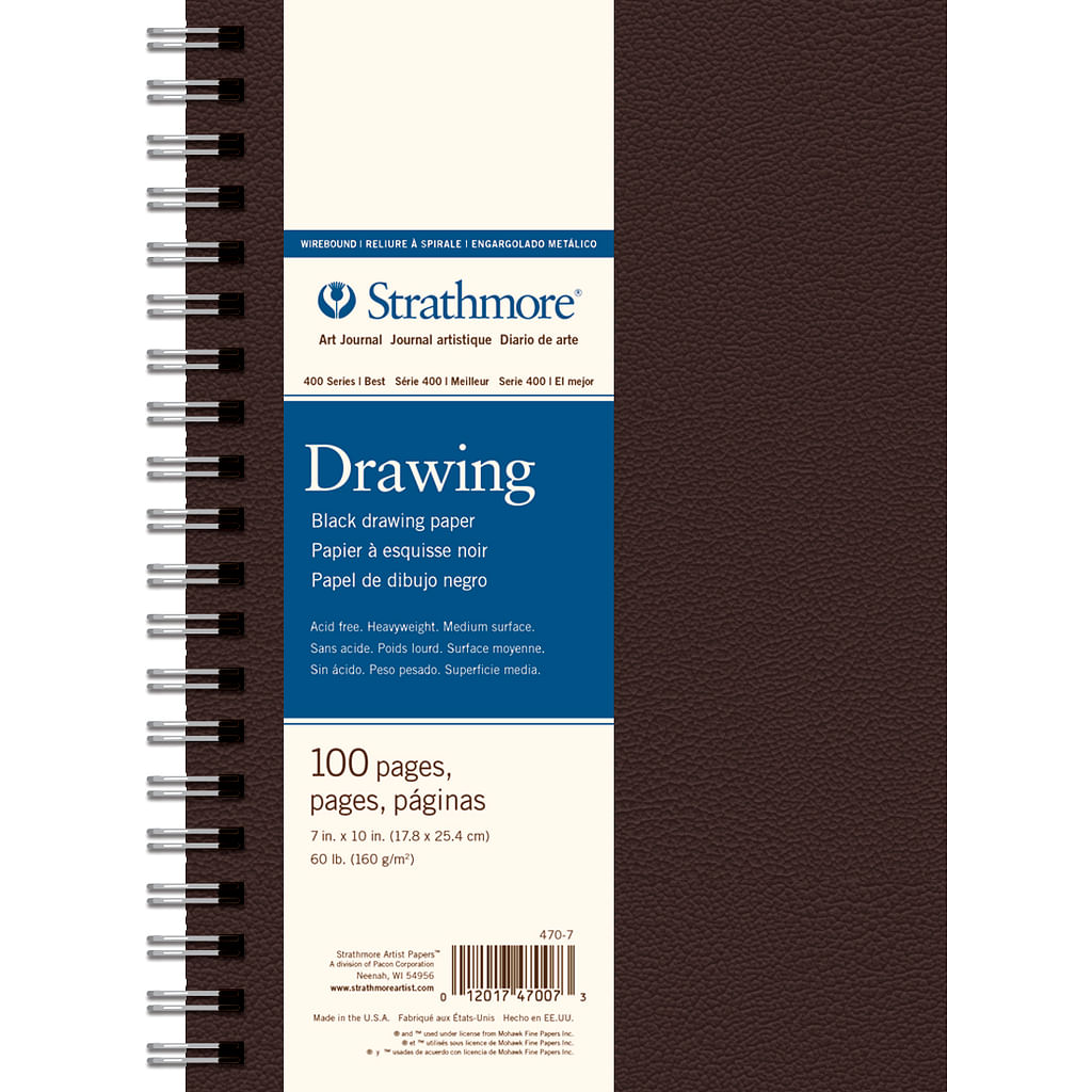7 x 10 Black Drawing Field Journal (50 sheets, Wire Bound, 60 lbs.) @ Raw  Materials Art Supplies
