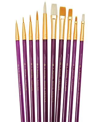 10-piece White Bristle/Golden Taklon Brush Set