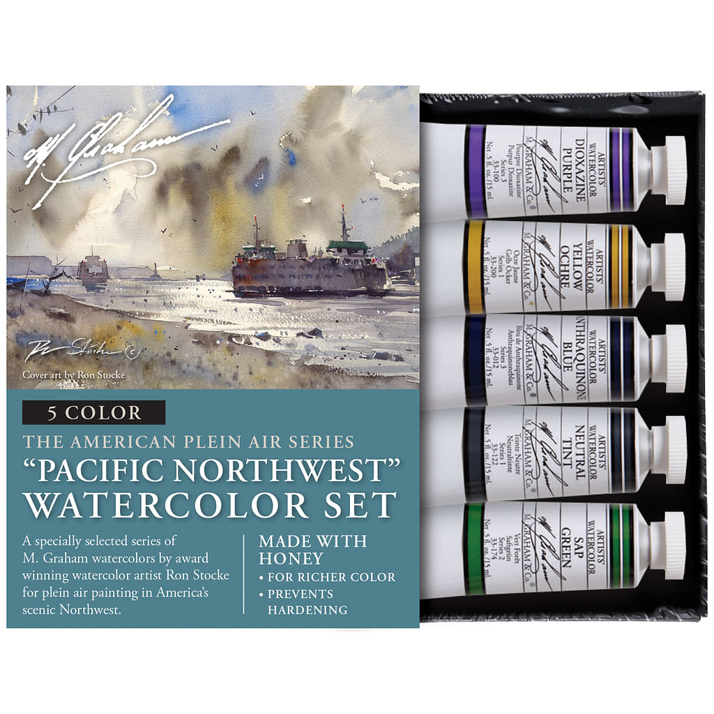 5-color 15ml Pacific Northwest Watercolor Set @ Raw Materials Art Supplies