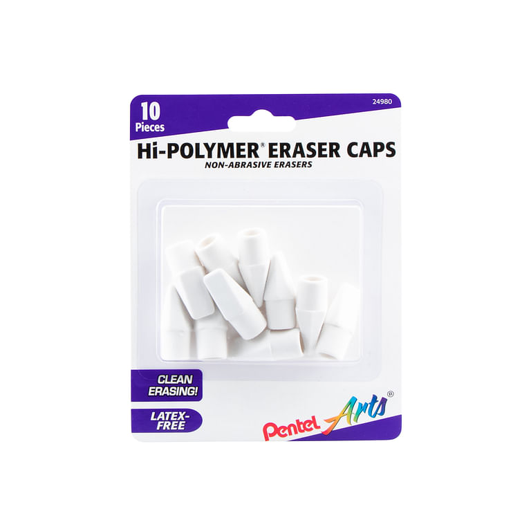 White Hi-Polymer Cap Erasers (Pack of 10)
