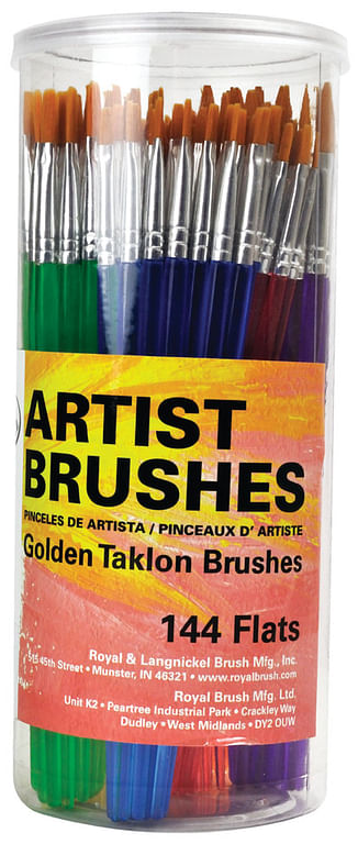 Flat Golden Taklon Artist Brushes (144)