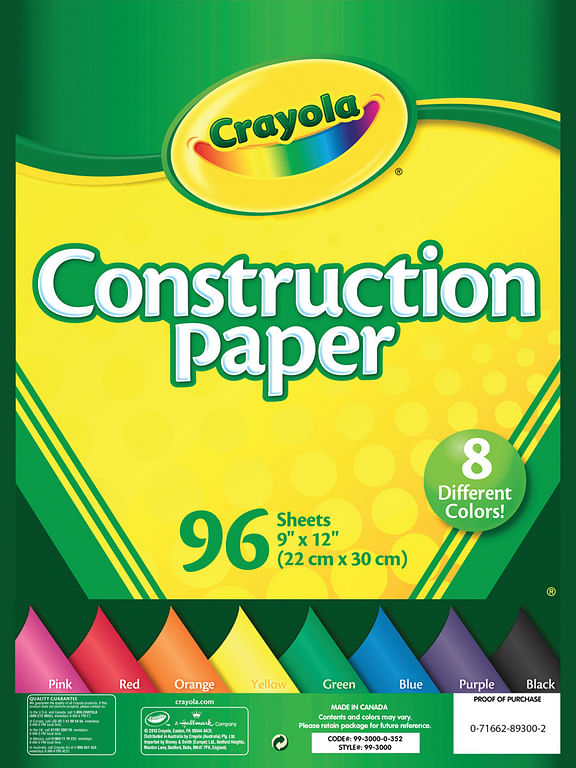 9x12 Assorted Colors Construction Paper 96/SH