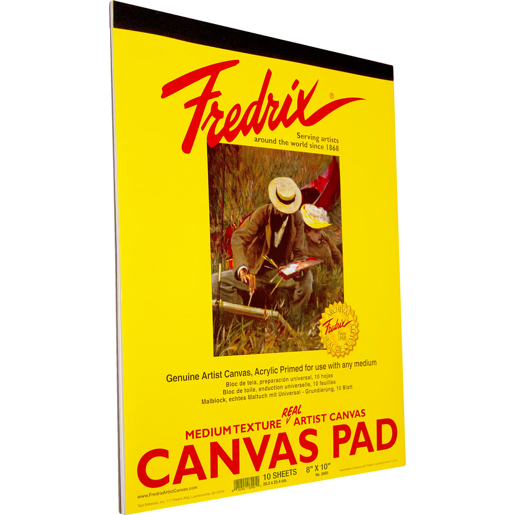 Fredrix 3495 Canvas Pad, 8 x 10 Canvas, Primed and Ready to Paint, Sturd,  Can be Mounted When Dry, 10 Sheets per Pad, White