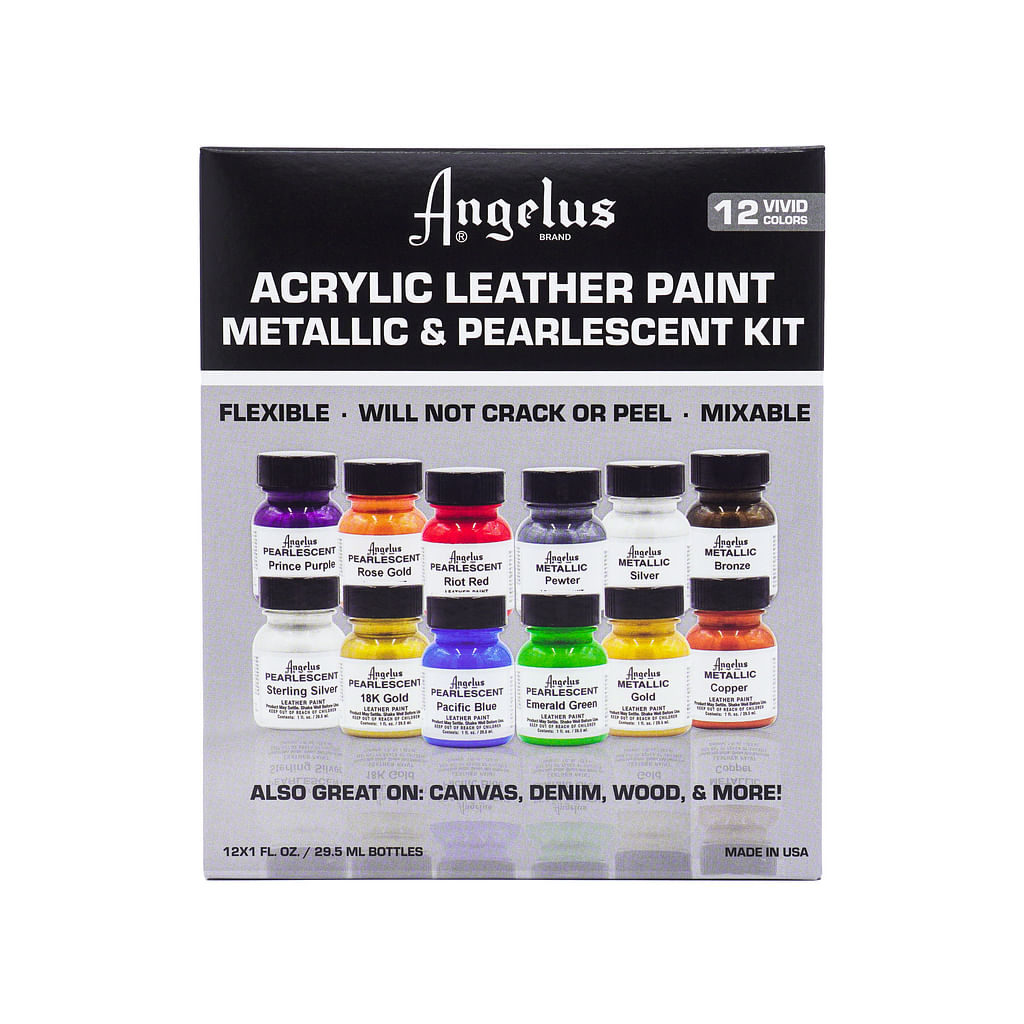 Isaac ga winkelen climax 12-color Metallic and Pearlescent Leather Paint Kit @ Raw Materials Art  Supplies