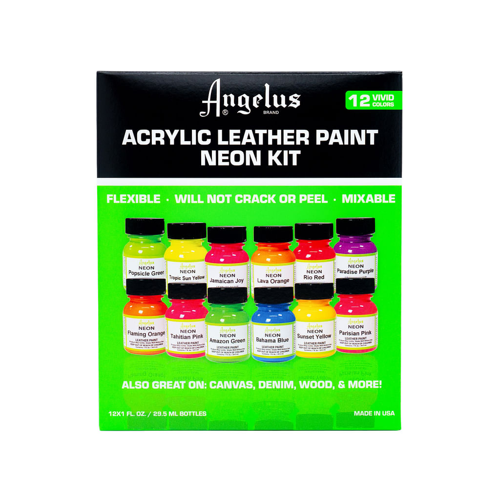 Angelus Acrylic Leather Paint Best Sellers Kit, 1 oz., 12 Colors