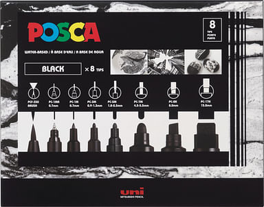POSCA 8-Color Paint Pen Set, PC-1MR, Extra-Fine