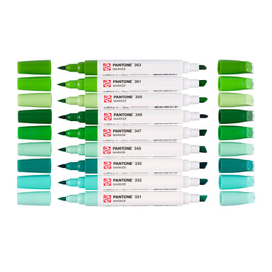 9-color Green Talens  Pantone Marker Set @ Raw Materials Art Supplies